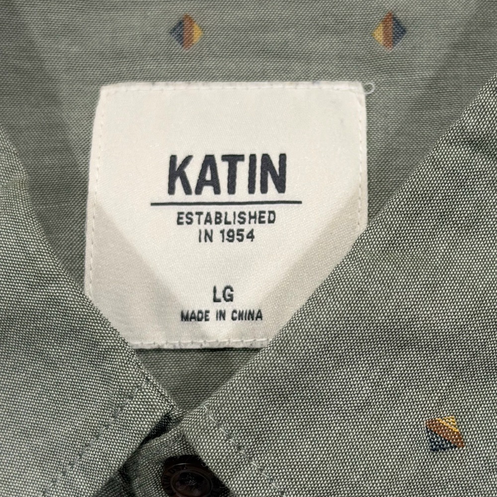 Katin Button up shirt Mens large light green geometric diamond all over print - Picture 3 of 7